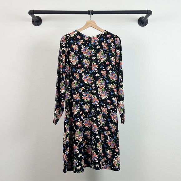 NWT Boden Crew Neck Fit-and-Flare Dress Black, Wild Cluster - Picture 6 of 7